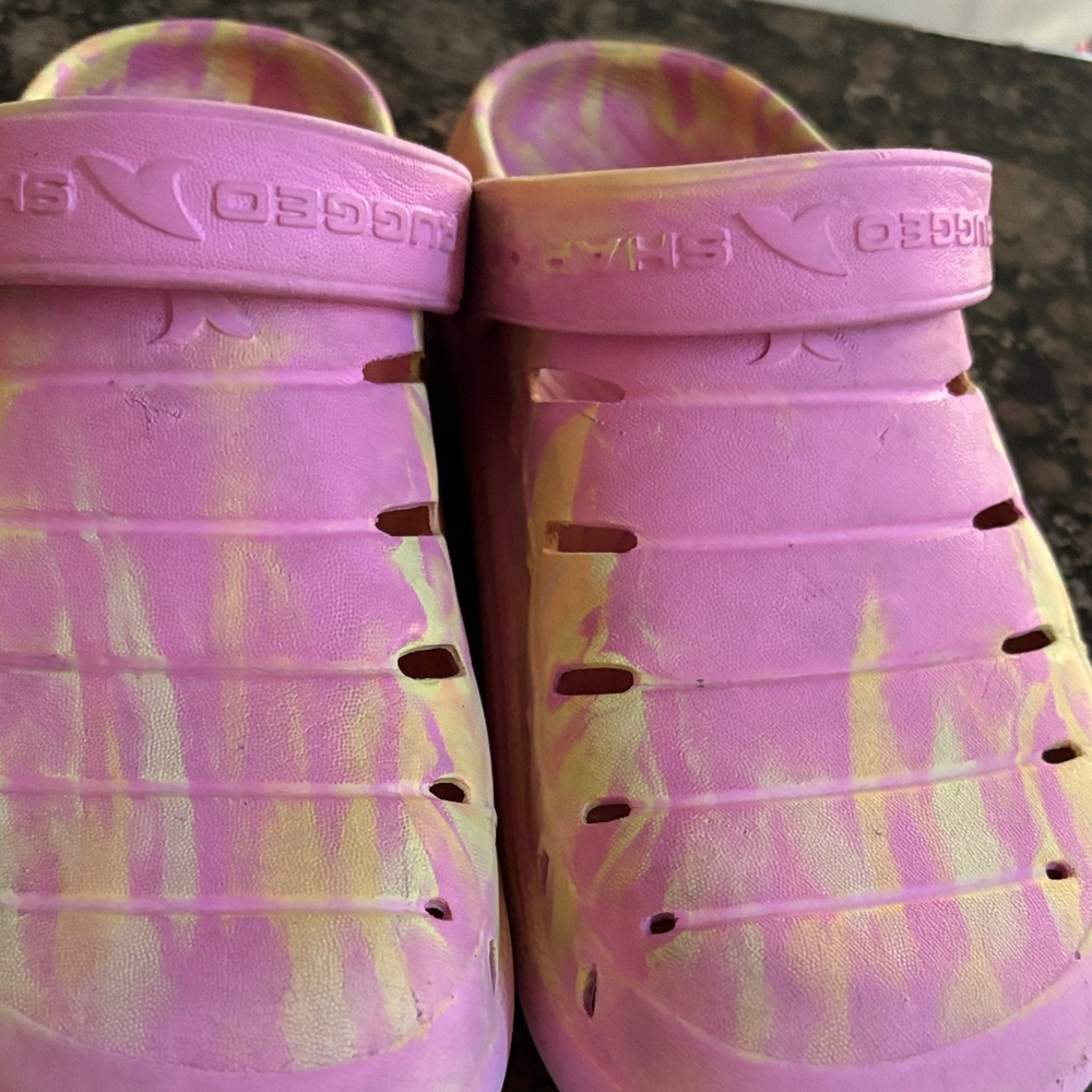 Pink and Yellow Slip-On Clogs